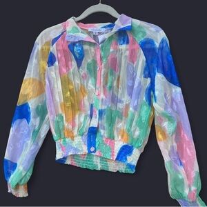 Vibrant Multicolor Blouse with Sheer Design